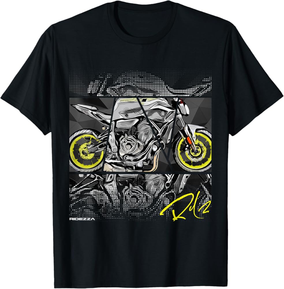 RIDE Tシャツ Amazon.com: Ridezza Motorcycle FZ-07 T-Shirt Designed by a